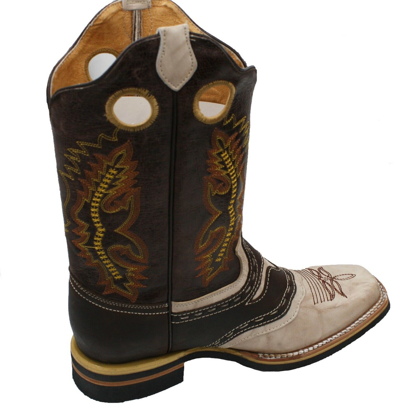Men's Square Toe Boots Cognac Ostrich Print Leather – Dona Michi Leather
