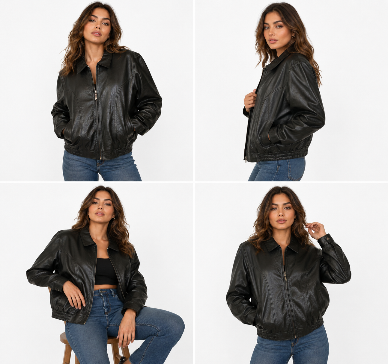 Women Classic Bomber Jacket Soft Genuine Lamb Leather Brand New - Image 4