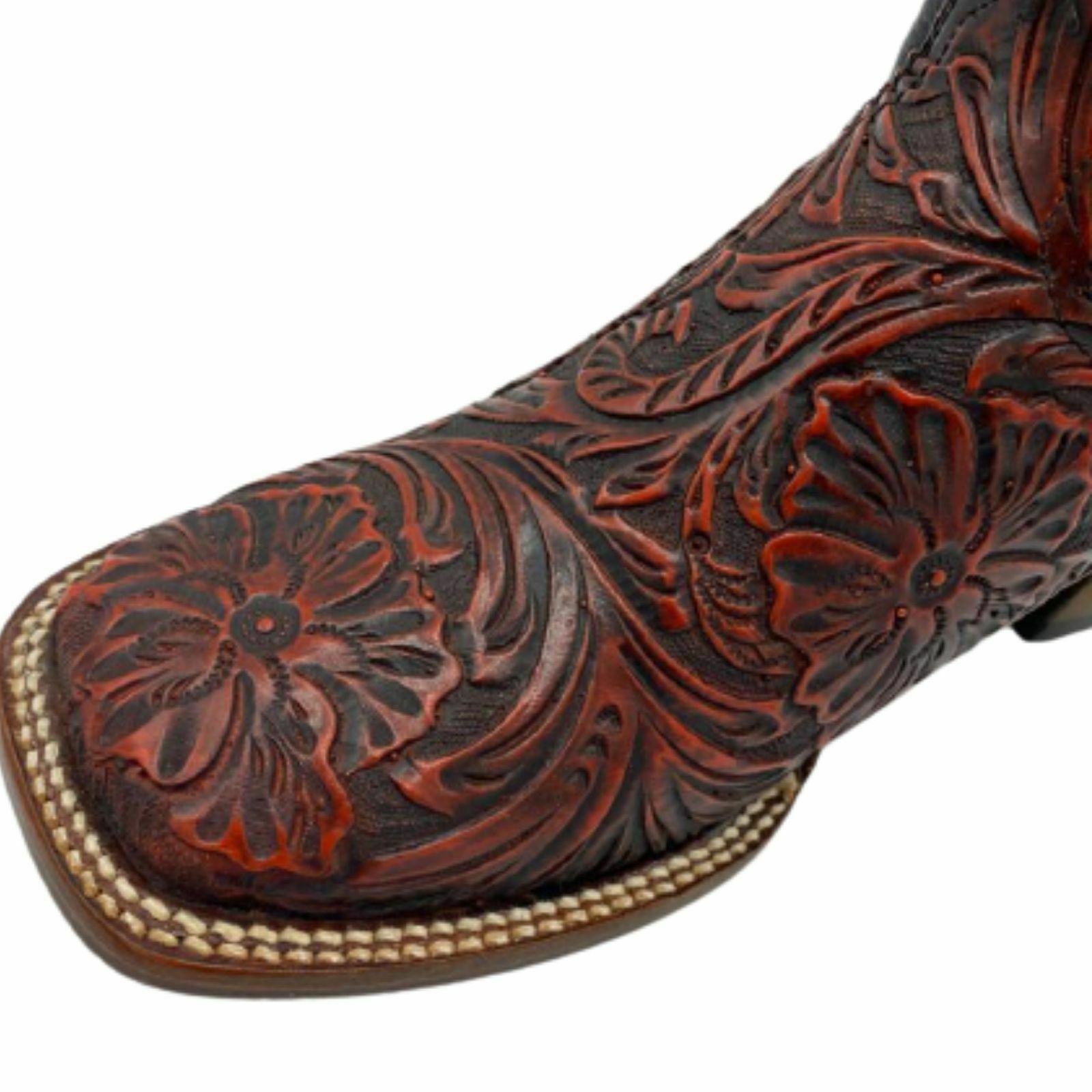 Men Western Boots Genuine Cowhide Hand Tooled Leather Rodeo Boots ...