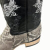 A pair of Men's White Diamond White Python 3x Toe Boots Handcrafted with men's 3x toe design.