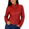 06898f44-6302-4be7-8e59-51f237f3dc6e.png Women's Genuine Red Leather Napa Zipper Front Closure Jacket Handcrafted