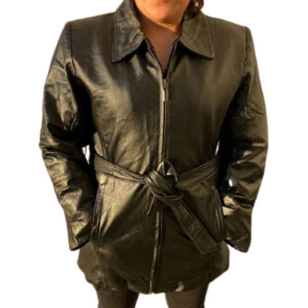 1-24.jpg Women Jacket Genuine Leather Zipper Belted Closure