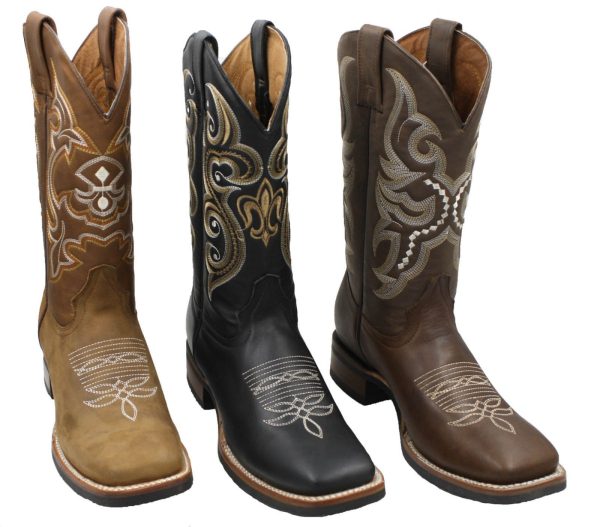 1.jpg Men's Genuine Leather Western Cowboy Boots Square Toe Embroidered Riding Boots