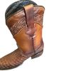 1A-2-1.jpg Men Hand-knitted Leather Boots Genuine Cowhide Cowboy Handcrafted