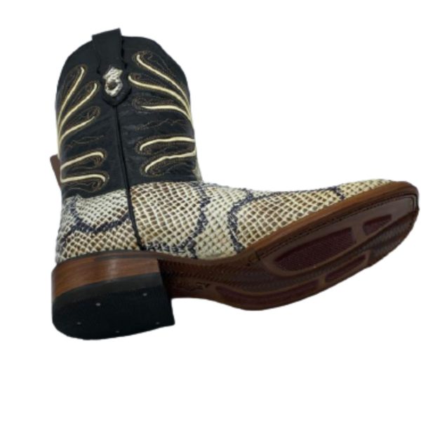 1A-2.jpg Men Python Print Rodeo Boots Genuine Cowhide Handcrafted Style:8225749