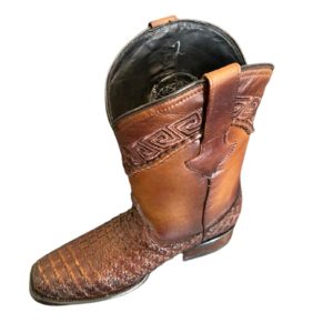 Men Hand-knitted Leather Boots Genuine Cowhide Cowboy Handcrafted