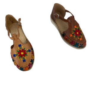 1AB.jpg Ladies Authentic Mexican Sandals Genuine Leather Fashion Sandal with Flower Embroidery