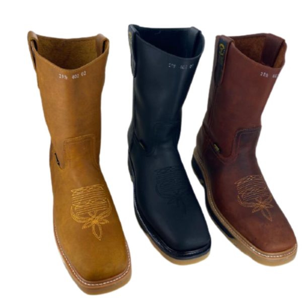 2ABC.jpg Men Cowboy Work Boots Genuine Leather Double Density Square Toe Boots