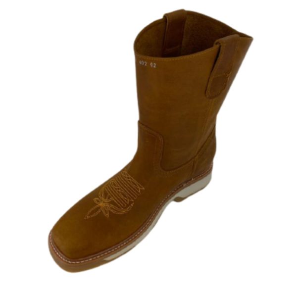 2Tan.jpg Men Cowboy Work Boots Genuine Leather Double Density Square Toe Boots