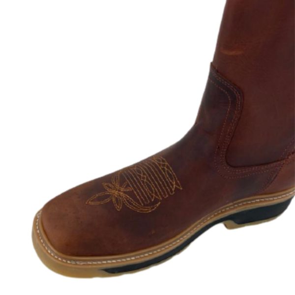2burgundy-3.jpg Men Cowboy Work Boots Genuine Leather Double Density Square Toe Boots