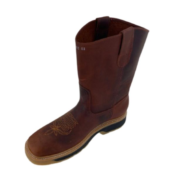 2burgundy-4.jpg Men Cowboy Work Boots Genuine Leather Double Density Square Toe Boots