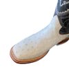Men Rodeo Boots Genuine Cowhide Ostrich Print Rodeo Boots White Handcrafted