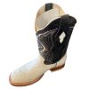 Men Rodeo Boots Genuine Cowhide Ostrich Print Rodeo Boots White Handcrafted