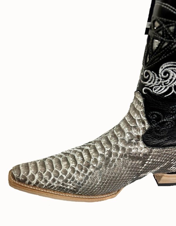 Men's White Diamond White Python 3x Toe Boots Handcrafted