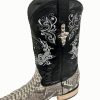 Men's White Diamond White Python 3x Toe Boots Handcrafted