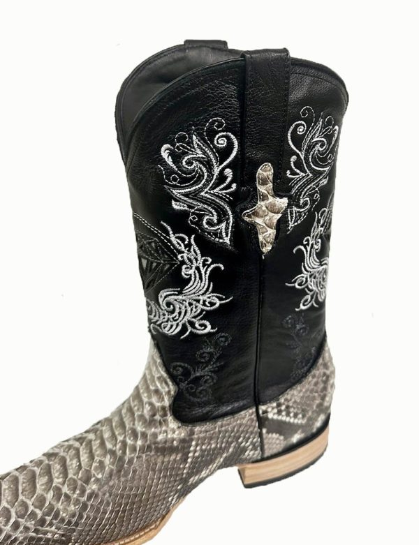 Men's White Diamond White Python 3x Toe Boots Handcrafted