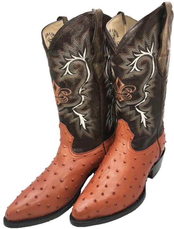 Men's Cowboy Boots Ostrich Print Leather Western Rodeo Botas Liga de Avestruz
