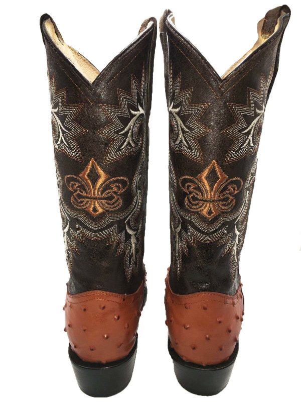 Men's Cowboy Boots Ostrich Print Leather Western Rodeo Botas Liga de Avestruz