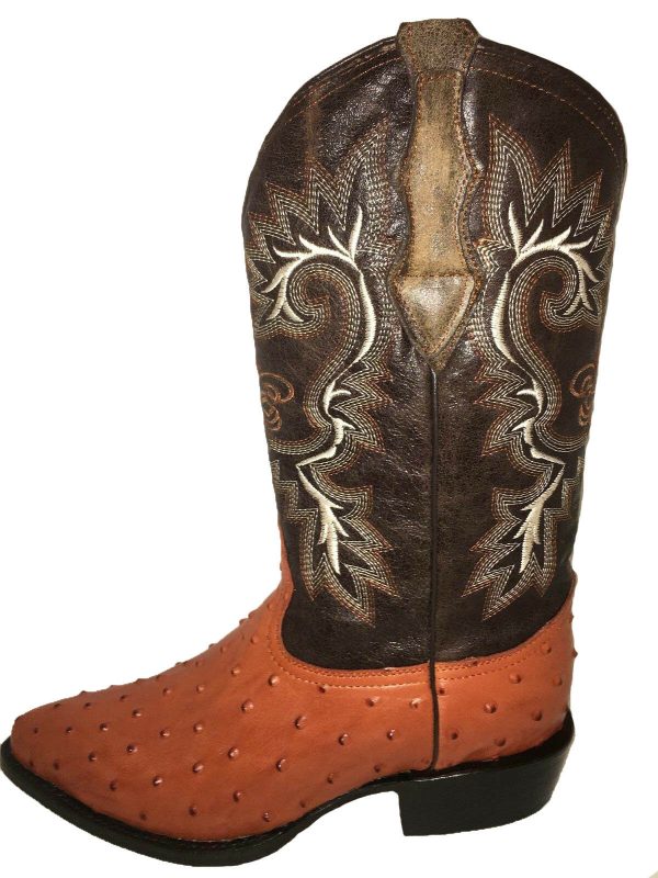 Men's Cowboy Boots Ostrich Print Leather Western Rodeo Botas Liga de Avestruz