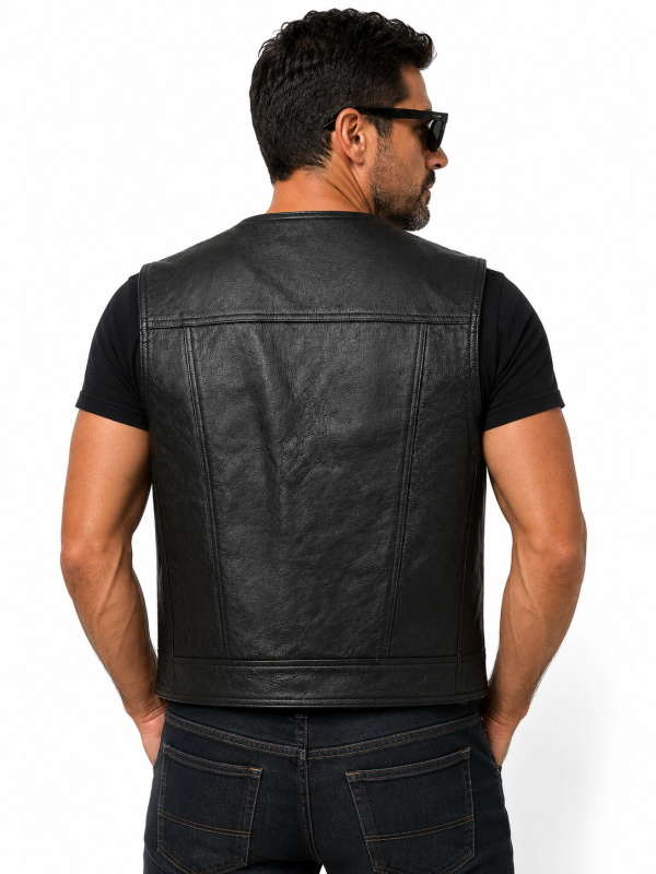 825-1.png Men's Genuine Leather Button Closure Vest Classic Motorcycle Western Vest
