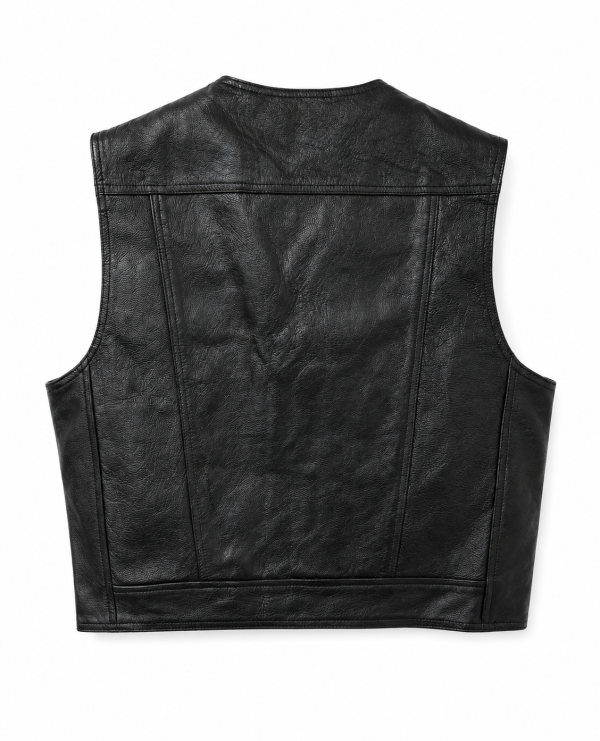 825-4.png Men's Genuine Leather Button Closure Vest Classic Motorcycle Western Vest