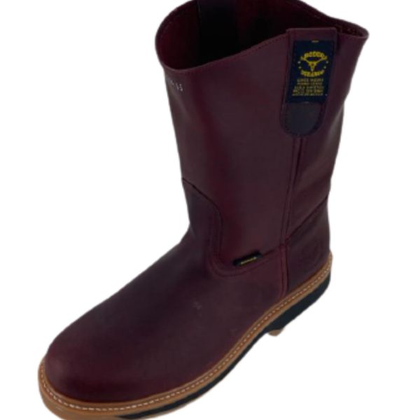 Burgundy.jpg Men Handcrafted Toe Boots Genuine Cowhide Pull Up Leather Work Around