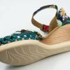 Genuine Leather Espadrille Wedges Mexican Sandals with Flower Paint
