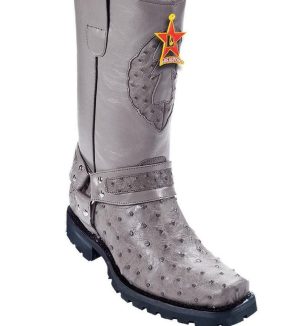 Men's Los Altos Full Quill Ostrich Motorcycle Boots Handmade Style 55T0309
