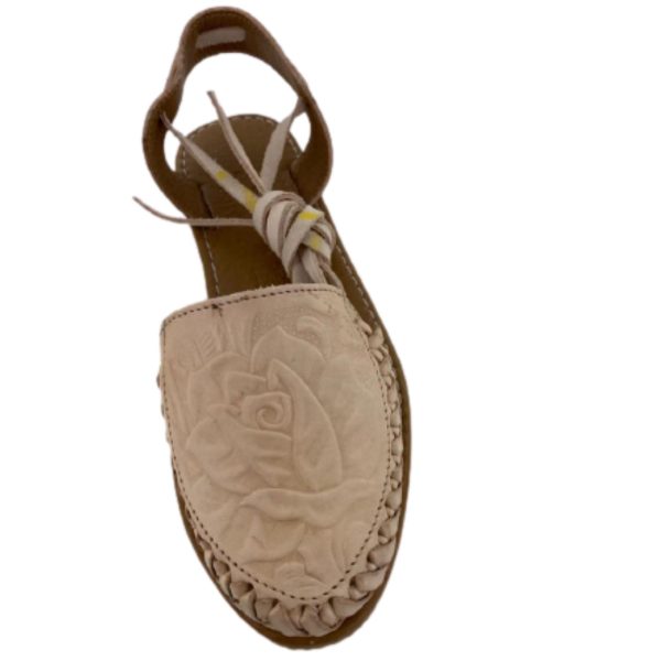 Natural-Sandal.jpg Women Mexican Sandal Soft Leather With Warp Up Straps