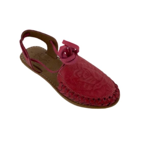 Pink-Sandal-1.jpg Women Mexican Sandal Soft Leather With Warp Up Straps