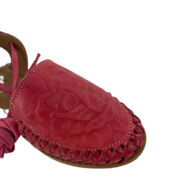 Pink-Sandal-2.jpg Women Mexican Sandal Soft Leather With Warp Up Straps
