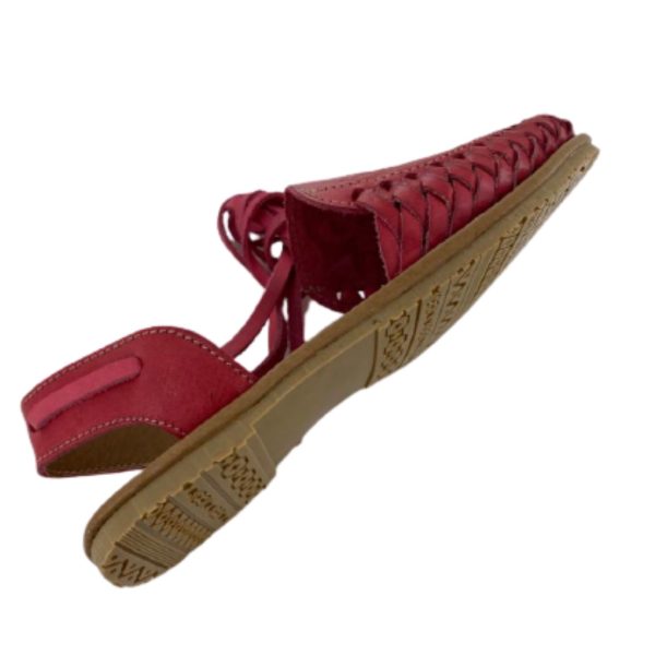 Pink-Sandal-4.jpg Women Mexican Sandal Soft Leather With Warp Up Straps