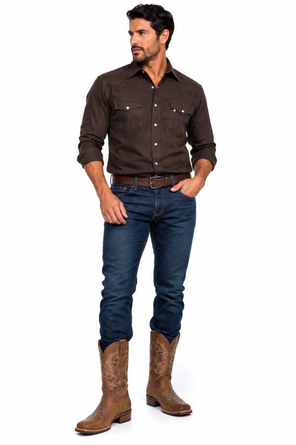 Tan.png Men's Genuine Leather Western Cowboy Boots Square Toe Embroidered Riding Boots