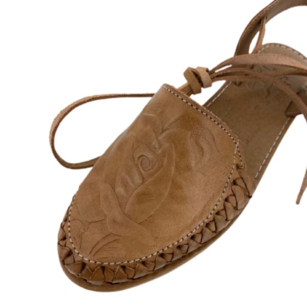 Tan-Sandal.jpg Women Mexican Sandal Soft Leather With Warp Up Straps