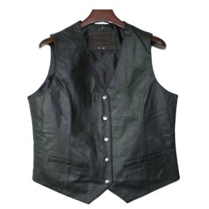 Women Snap Closure Vest Genuine soft Leather Nice Fitted Biker Vest