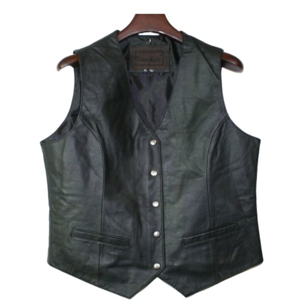Women Snap Closure Vest Genuine soft Leather Nice Fitted Biker Vest