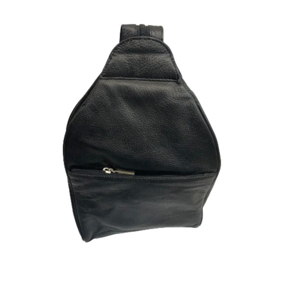 Unisex Leather Backpack Super Soft Black Genuine Cowhide Sling Style