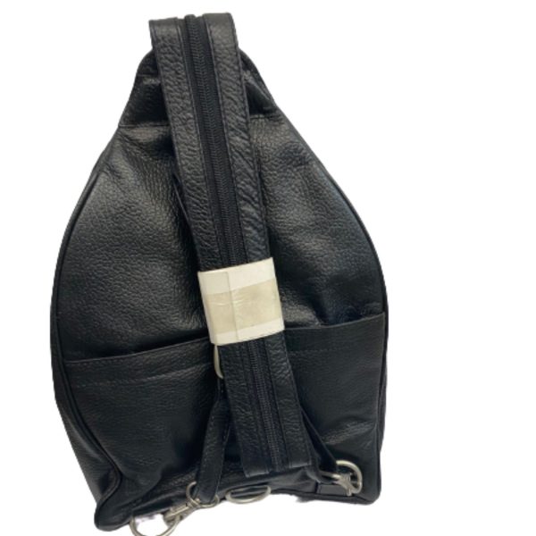 Unisex Leather Backpack Super Soft Black Genuine Cowhide Sling Style