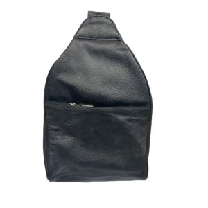 Unisex Leather Backpack Super Soft Black Genuine Cowhide Sling Style