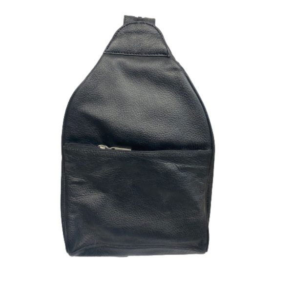 Unisex Leather Backpack Super Soft Black Genuine Cowhide Sling Style