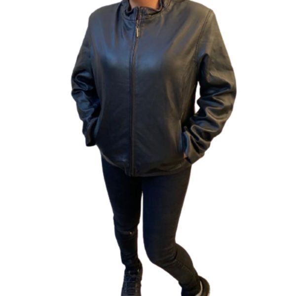 Women Jacket Genuine Soft Baby Lamb Short Zipper Closure