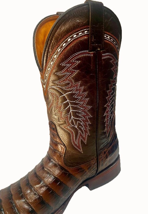 belly2.jpeg Men's Genuine Cowhide Coco Belly Print Leather Square Toe Boots Handcrafted