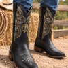 black-1.png Men's Genuine Leather Western Cowboy Boots Square Toe Embroidered Riding Boots