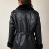 Women's Genuine Leather Jacket with Faux Fur Trim