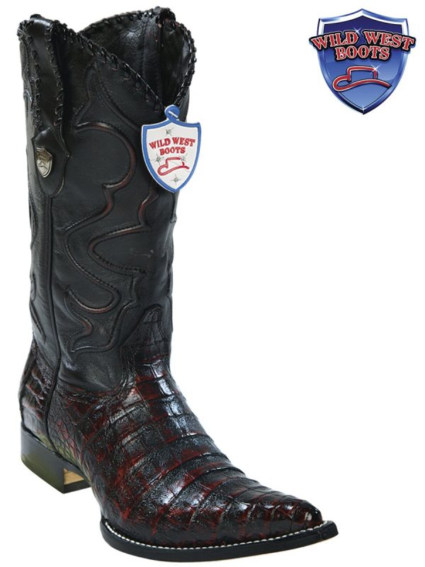 d1-1.jpg MEN'S WILD WEST BOOTS 2958218 CAIMAN BELLY 3X TOE BLACK CHERRY