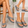grey.png Sandal Platforms Wedges Beach Flip Flops Studded Straps with Stone