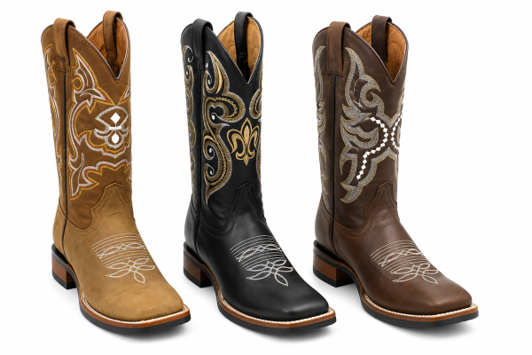 main.png Men's Genuine Leather Western Cowboy Boots Square Toe Embroidered Riding Boots