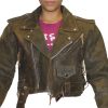 s-l1600-1-1-5.jpg Women Sexy Crop Genuine Brown Distress Leather Half Belt Motorcycle Biker Jacket