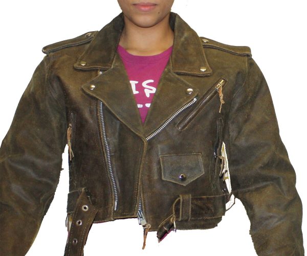 s-l1600-1-1-5.jpg Women Sexy Crop Genuine Brown Distress Leather Half Belt Motorcycle Biker Jacket