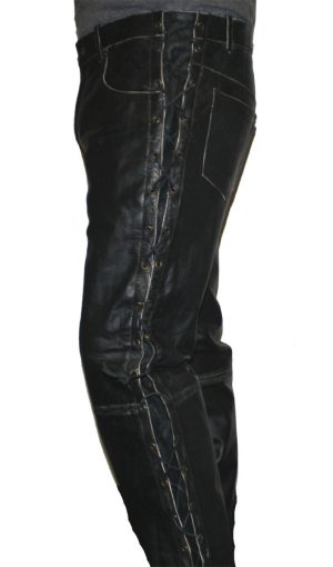 s-l1600-1-17-1.jpg Men Cow hide Pants Leather 5 Pockets Jeans Black Color Side Lace Cow hide Pants Style #416